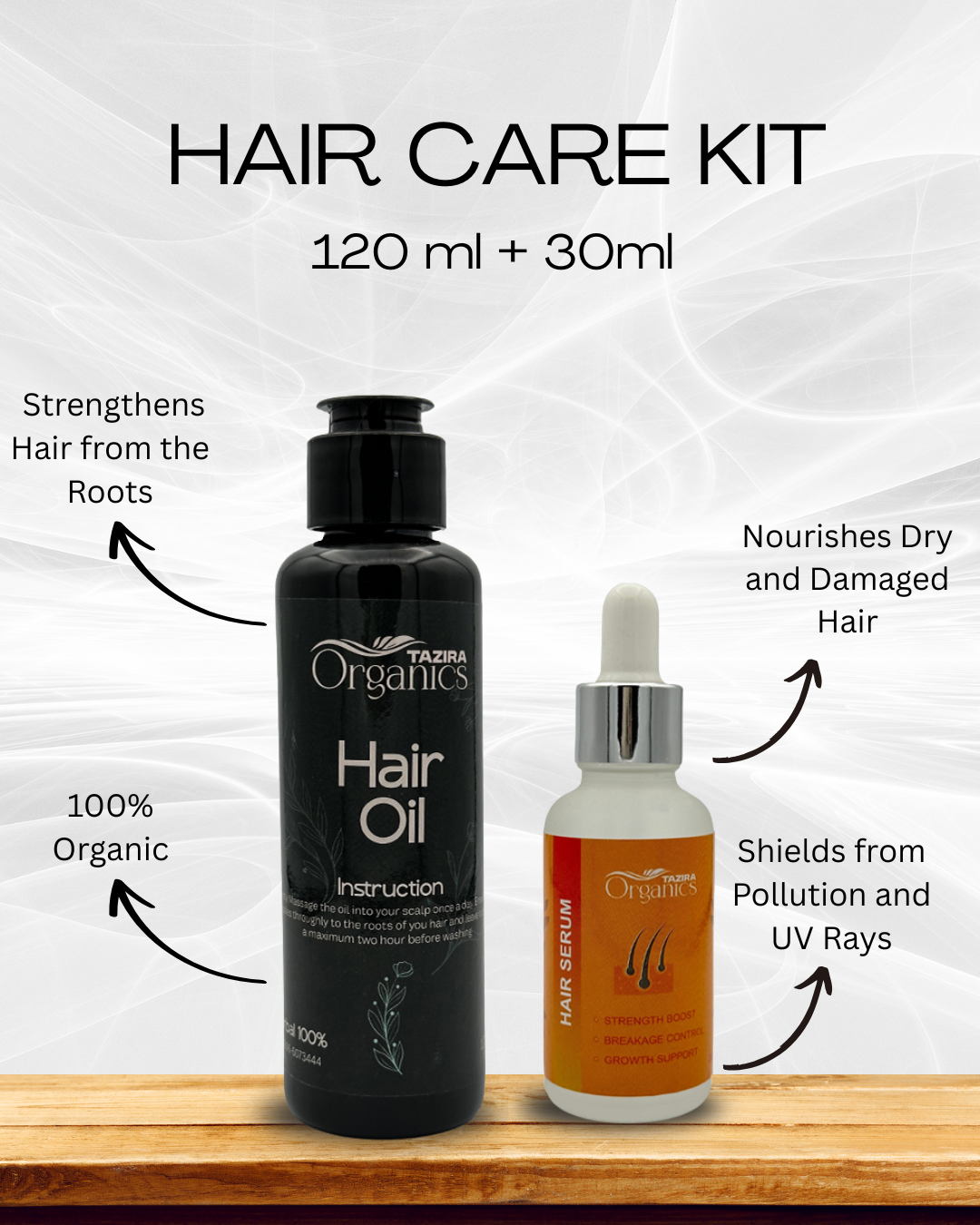 Hair Care Kit, 30ml Hair Serum + 120ml Organic hair oil